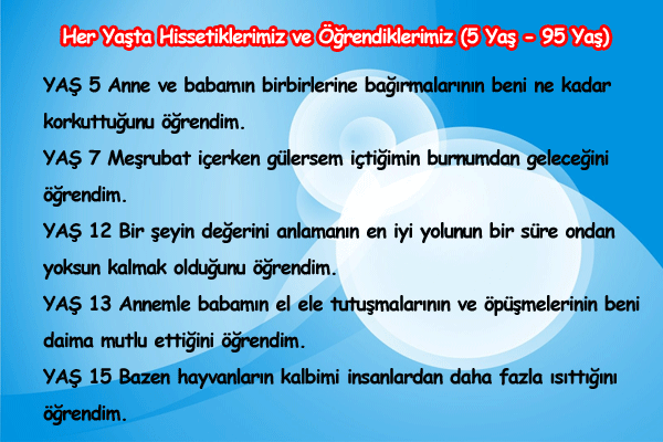 Her Yaşta Hissettiklerimiz